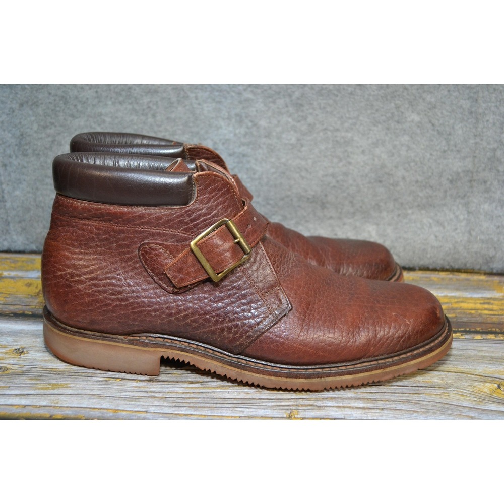 Vintage Hawthorne Classics Boots Mens 12AA Brown Leather Biker Buckle Vibram USA